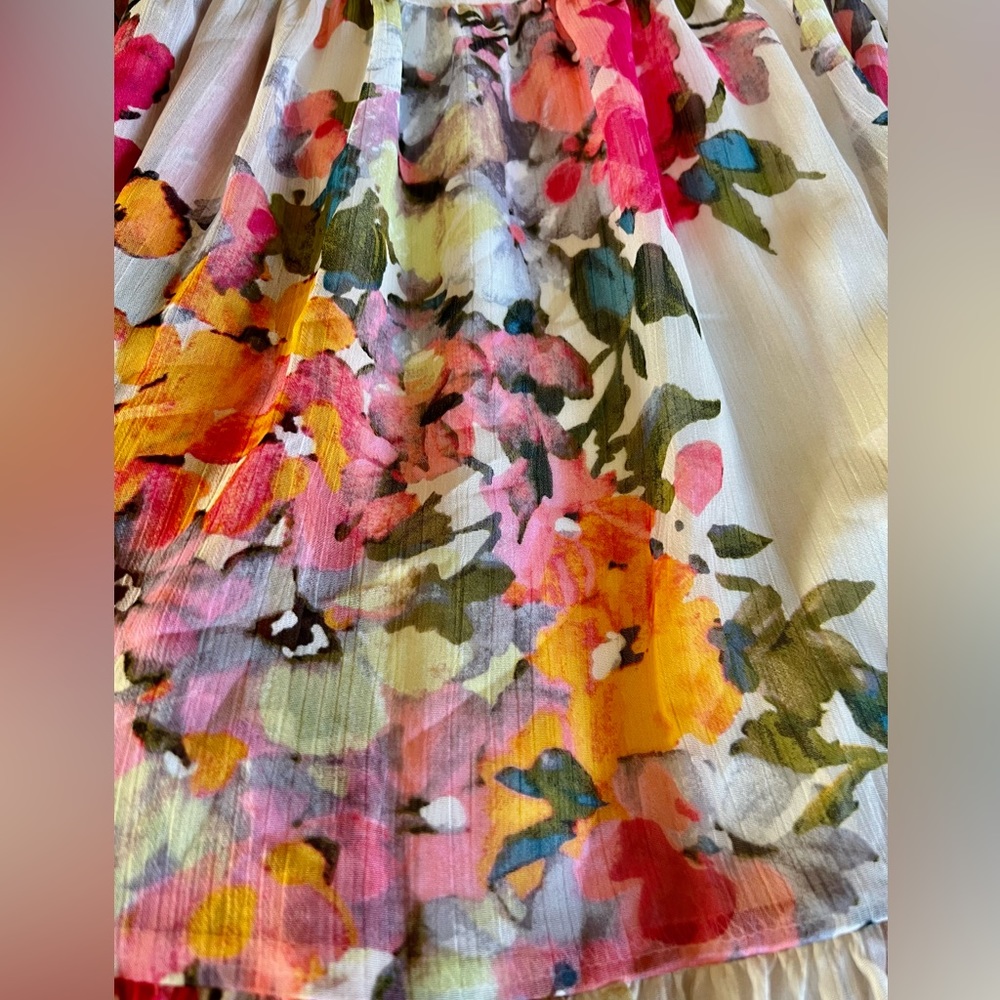 Bleecker 126 Watercolor Floral Chiffon High
Neck Baby Doll Dress. Size small‎ - Picture 2 of 16